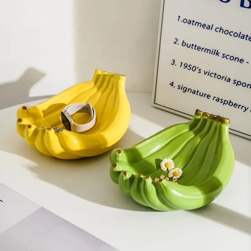 Creative Banana Shaped Storage Tray Ceramic Fruit Tray Household Snack Storage Living Room Desktop Container ceramic storage jar