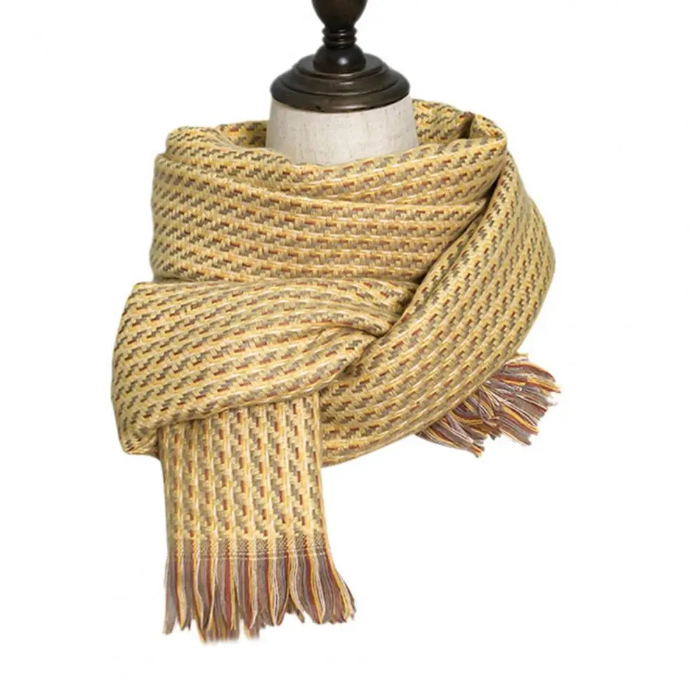 All-season Scarf Elegant Winter Shawl Versatile Warm Polyester Fabric with Tassel Design Cold-proof Comfortable Scarf for A