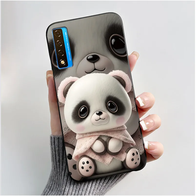 Floral Pattern Shockproof Case - Fashion Cartoon Design, Soft Black Cover