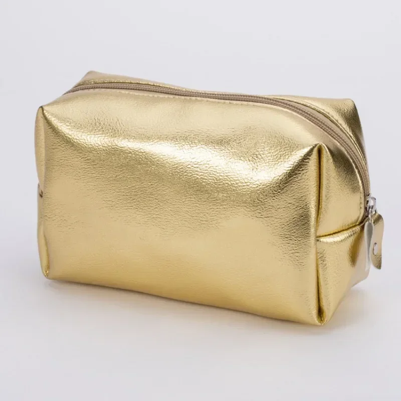 Simple Shiny Sequins Gold Wallet Cosmetic Handbag Makeup Bag Portable Women Toiletries Skincare Storage Bag Organizer Pouch