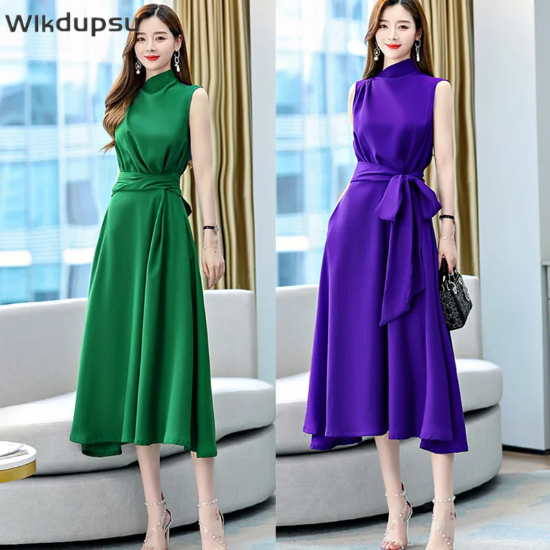 

Luxury Spring Summer Fashion Women Dress Sleeveless Elegant A-line Dress Office Lady Casual Holiday Dinner Party Dresses Female