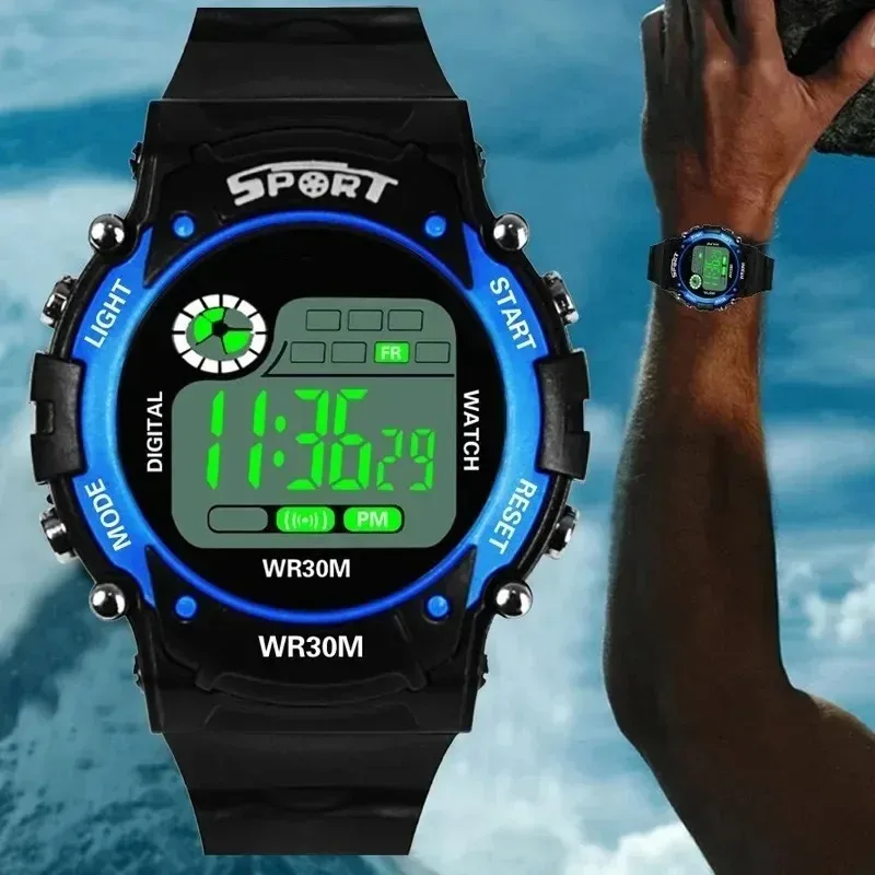 Children's Waterproof Multi-Functional Sports Watch with Nightlight and Colorful Big Screen