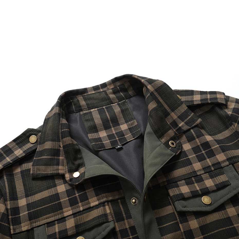 Vintage Plaid Jacket Men Spring Autumn Jacket Coat Fashion Casual Plaid Coat Male