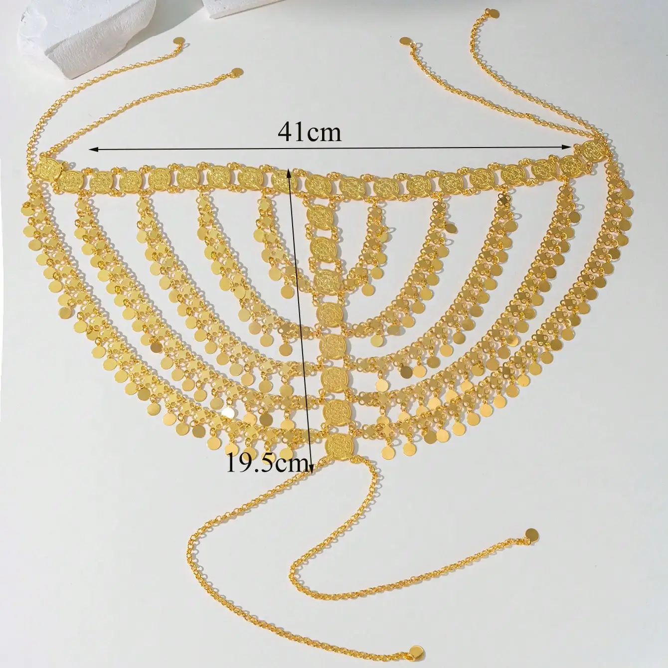 قلادة رأس ذهبية شرقية متعددة الطبقات