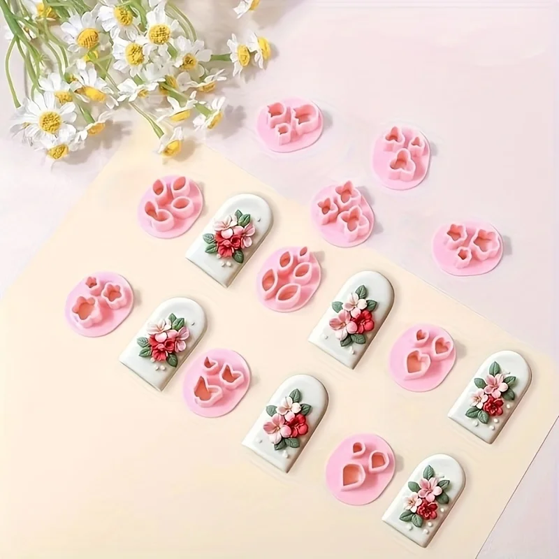 10Pcs 미니 꽃 잎 나비 마이크로 폴리머 클레이 커터 세트 귀걸이 클레이 몰드를위한 작은 보석 만들기 도구