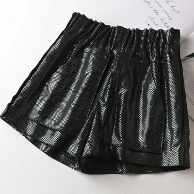 Bright Leather Women Sheepskin New High Waist Loose Casual Shorts J8 burberry shorts Shorts