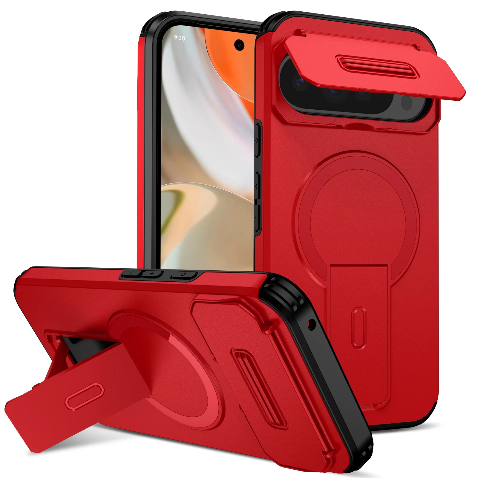 Premium Armor Case with Slide Camera Lens Protector and Magnetic Wireless Charging Compatibility