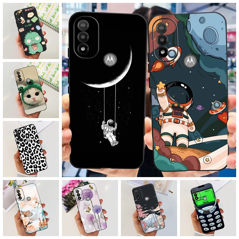 Per Motorola Moto E20 Custodia Fashion Black Silicone Astronaut Cover Per Telefono Per Moto E20 Xt2155 Paraurti Capas Motoe20 E 20 Funda 6.5"