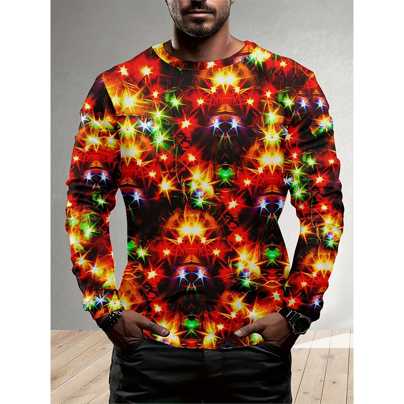 Mens Long Sleeved Christmas T Shirt Oversized Pullover