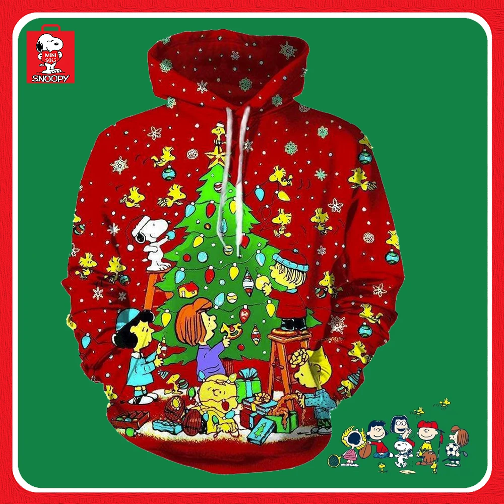 

Miniso Snoopy Cute Cartoon Print Cool Spring Fall Men Women Couple Colorful Tide Long-Sleeved Casual Loose Hooded Sweater Gift