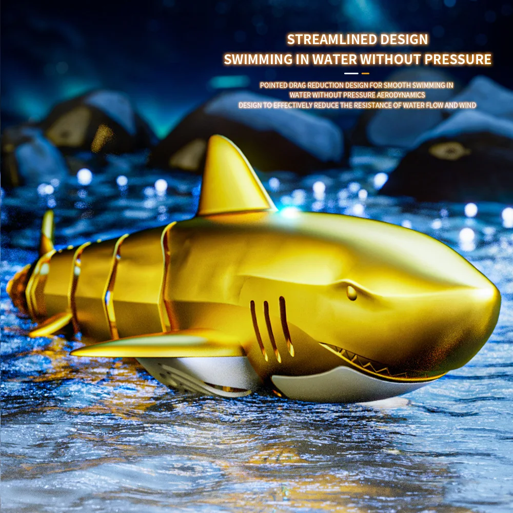 

Ocean Gold Shark Summer Heat Relief Toys Swimming Toys Children's Summer Pool Remote Control Toys Undersea Animal Toys