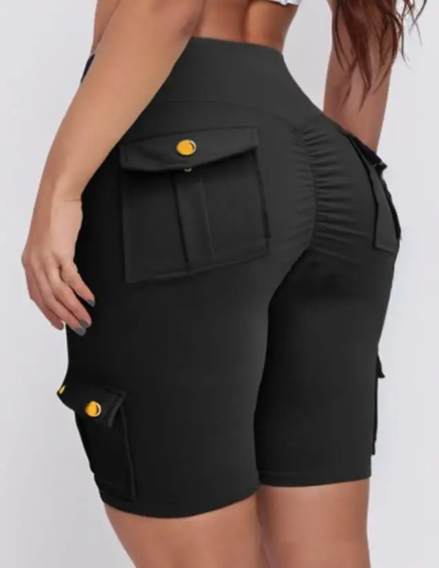 Women's Active Shorts Ruched Quick Dry Pocket Design Sports Skinny Daily Comfortable and Versatile Above Knee Yoga Shorts