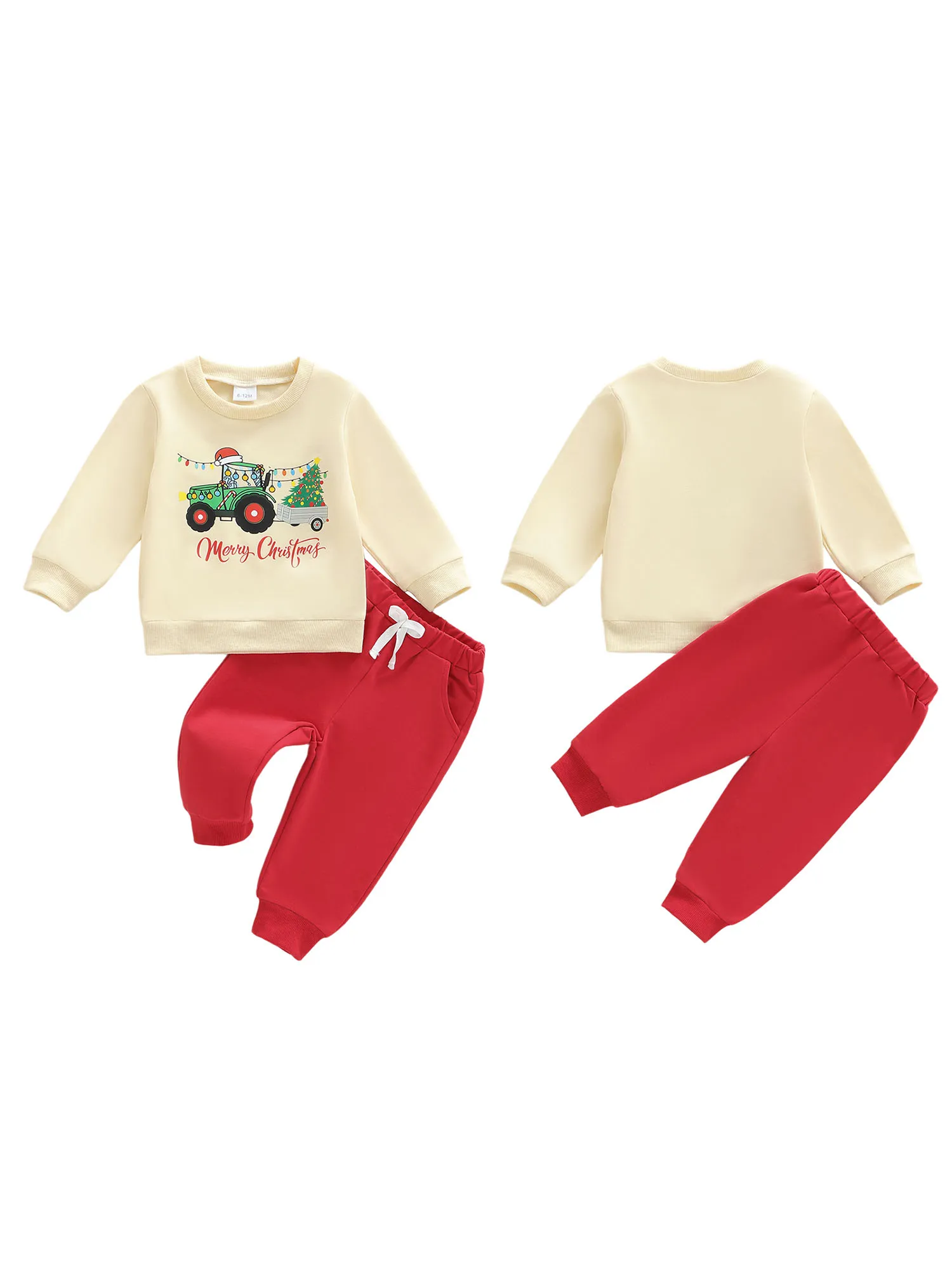 Toddler Baby Clothing Set Fashionable Long Sleeve Christmas Tree Printed Pullover with Pants 2Pcs Outfit