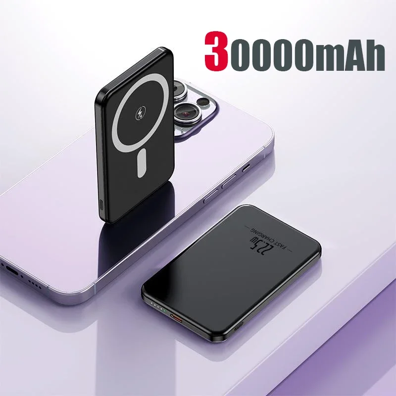 50000mAh Metal Macsafe Power Bank magnetyczny bezprzewodowy Power bank zewnętrzny akumulator pomocniczy dla iPhone 15 14 Huawei Xiaomi