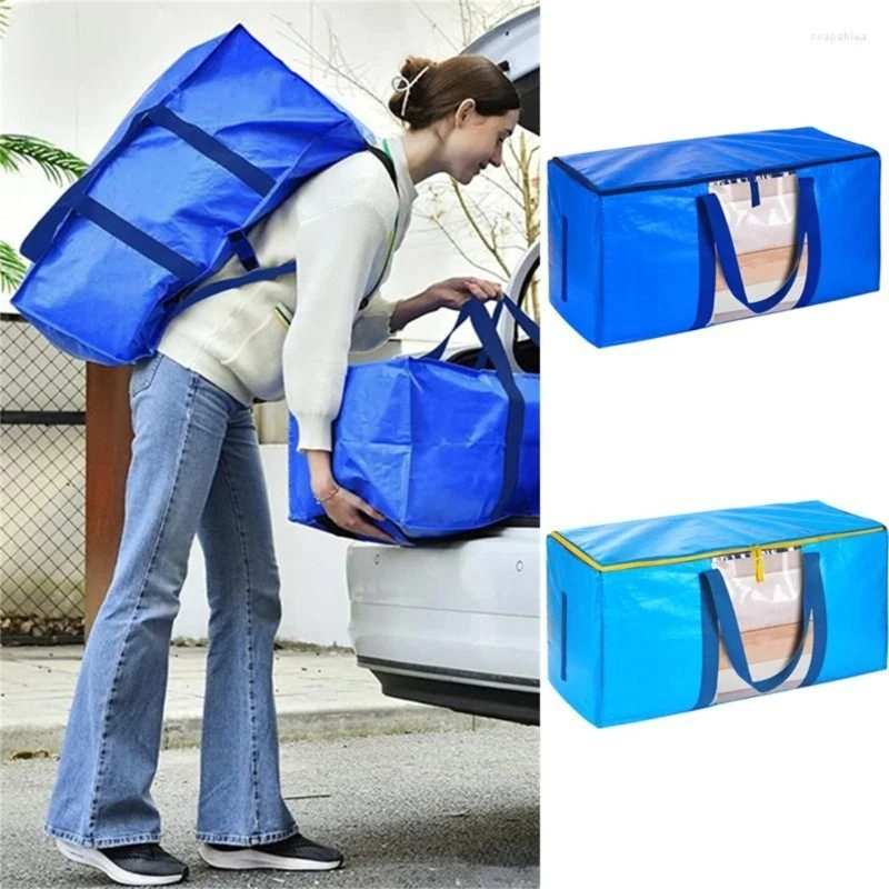 

Big Capacity Moving Bag Clothes Quilt Luggage Tote Woven Zipper Waterproof N84C