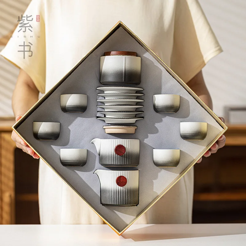 

Чайный набор из керамики, Роскошный домашний подарок, японский семейный чайный набор, чайная чашка, подарочная коробка