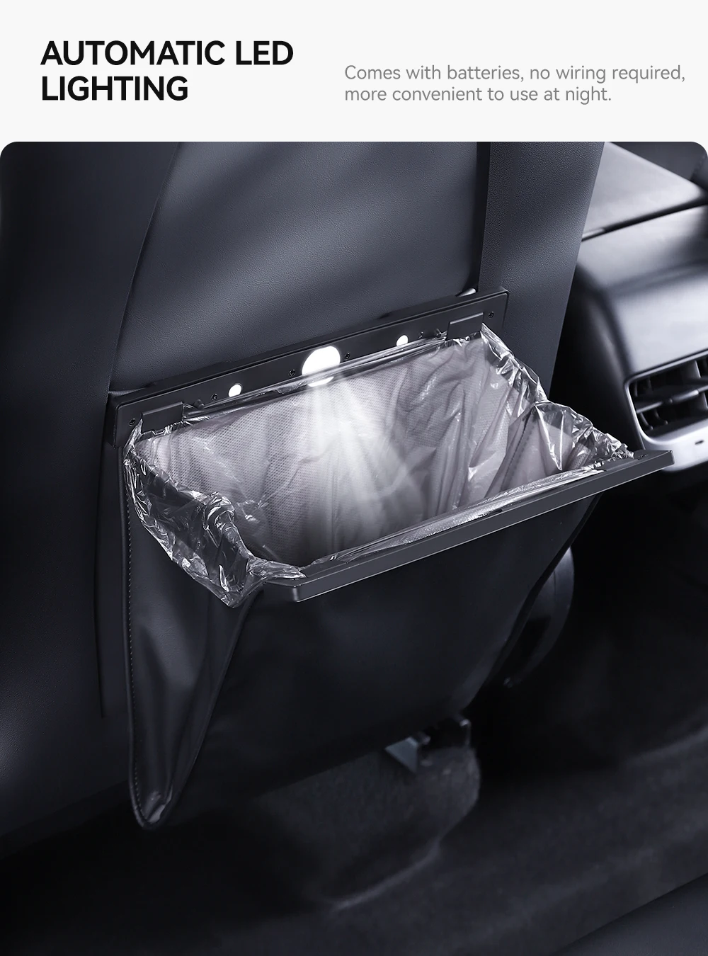 YZ For Tesla Model 3 Y Juniper Car Garbage Bag Waterproof Magnetic Adsorption Trash Can Back Seat Hanging PU Leather Storage Box