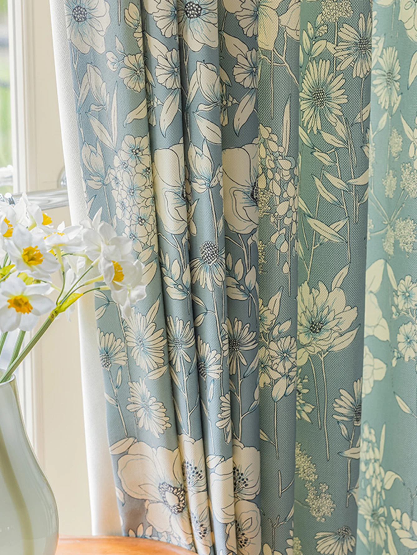 1pc Chinese pastoral style curtains American fresh art living room bedroom semi-blackout wind window 2