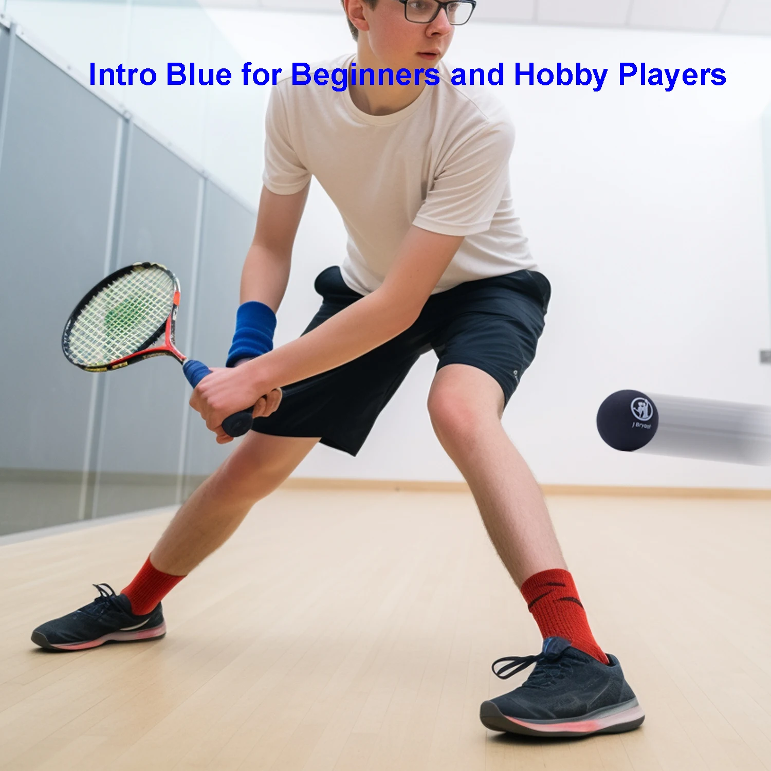 Squash Balls for Beginners and Kids Single Blue Dot Rubber Competition Training 4 Pack