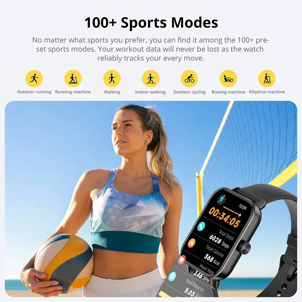 COLMI P81 chiamata vocale Smart Watch Ultra 1.9 ''schermo HD 24H Health Monitor 100 + modalità sportive 200 + Watch Faces Smartwatch - immagine 4