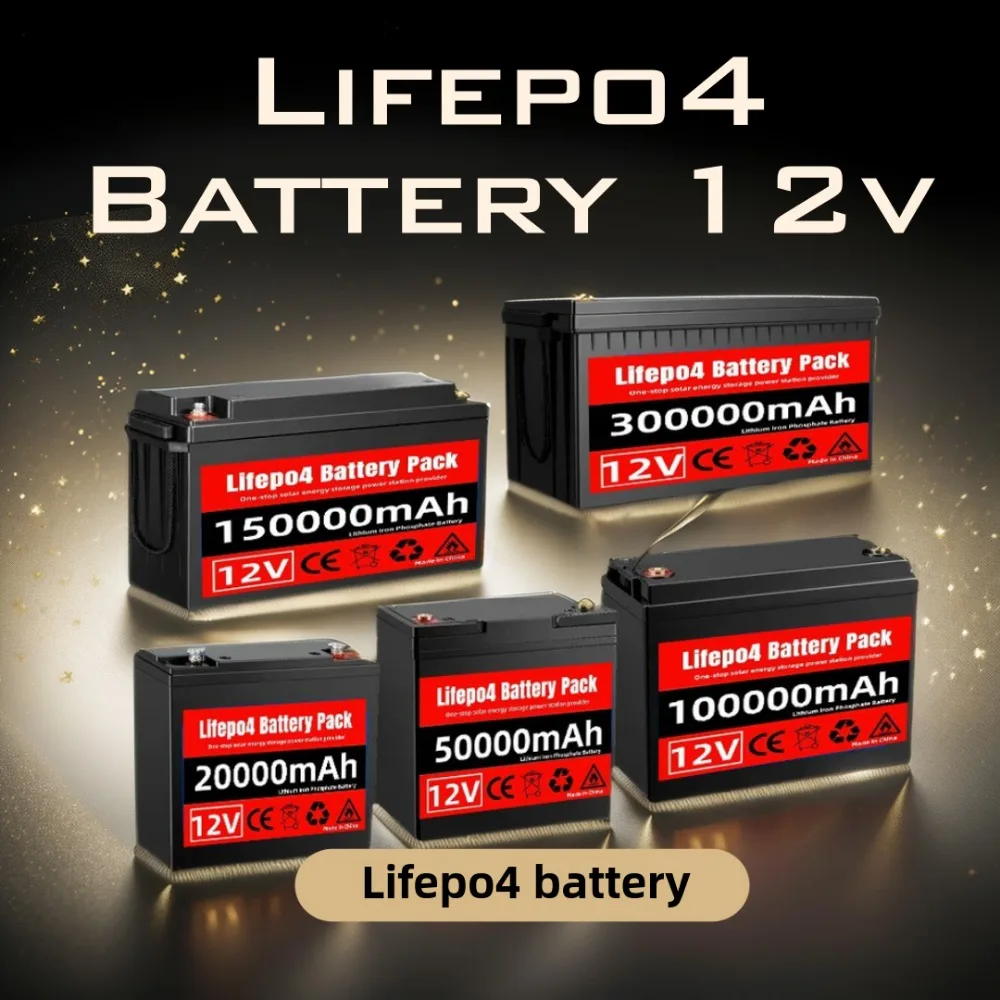 Batteria Lifepo4 12V 100Ah 200Ah 300Ah Lifepo4 Batteria Al Litio Ferro Fosfato Batterie Bms Integrate Per Barca Solare Nessuna Tassa
