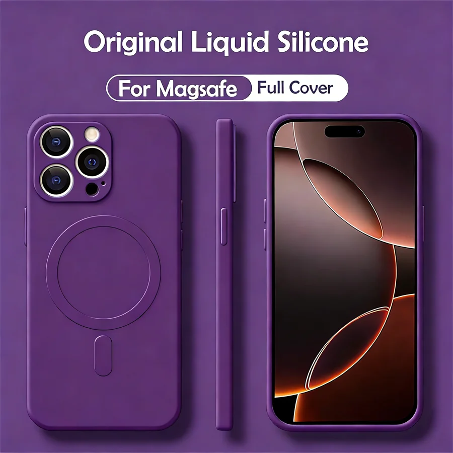 Magnetic Liquid Silicone Phone Case with Soft MagSafe Compatibility