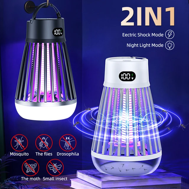 2 Az 1 -Ből Led Szúnyoggyilkos Lámpa Éjszakai Fény 모기 킬러 Outrice Camping Electric Uv Trap Fly Bug Zapper Usb Újratölthető Otthon