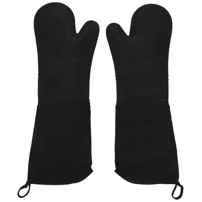 

1 Pair Professional Silicone Oven Mitts Baking Gloves Elbow Length Heat Resistant Gloves