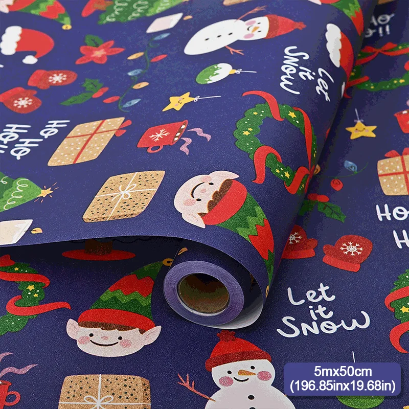 1 Rolle 5 Meter Weihnachten Geschenkpapier Geschenkbox Verpackung Kraftpapier 2026 Neujahr Festival Party DIY Geschenke Dekoration Lieferungen – Detail 11