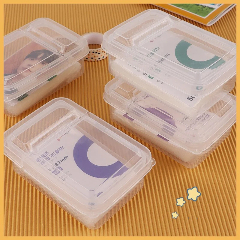 Transparent Flip Small Card Storage Box Clear Card Sleeve Protector Case Box For Popcorn DIY Korean Idol Photo Organizer card protector idol card protector photo card holder photo card binder