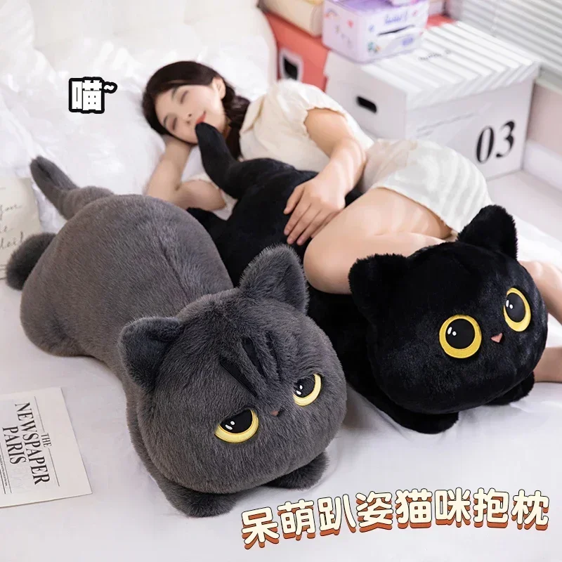 Kawaii Black Cat Plush Toy Doll 50cm For Boy Girl Brithday Gifts Big Cuddly Pillow Cushion