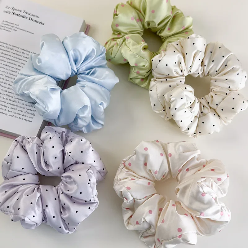 Elegante Haar-scrunchies Mit Pünktchen- Und Blumenmuster Für Damen_voghion.com