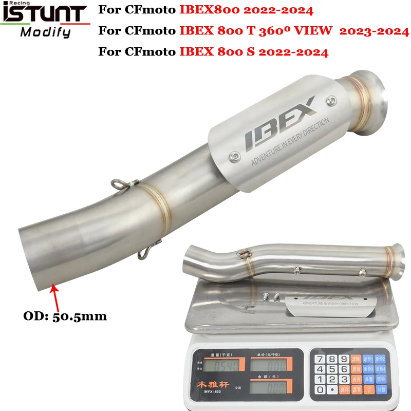 

Для CFmoto IBEX800 800S 2022 IBEX 800 T 360 ° вид 2023 2024 выхлопная труба для мотоцикла соединение 51 мм Глушитель с крышкой
