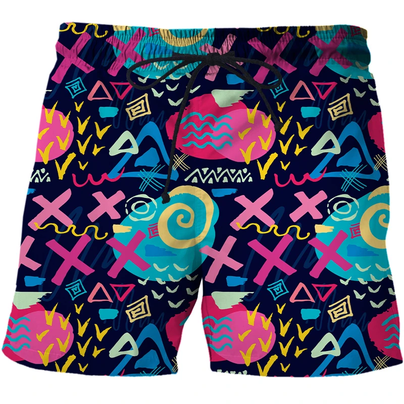 

Men Beach Shorts Graffiti Art Short Pants Male Summer Abstract Graphic Beach Shorts For Men 3D Printed Harajuku Men's Clothing
