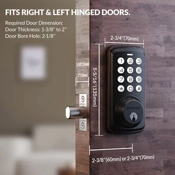 ZOMOSS Smart Keypad Door Lock,Digital Code Keyless Entry With Anti-Peeking Password, Auto Lock, And Easy Installation 2