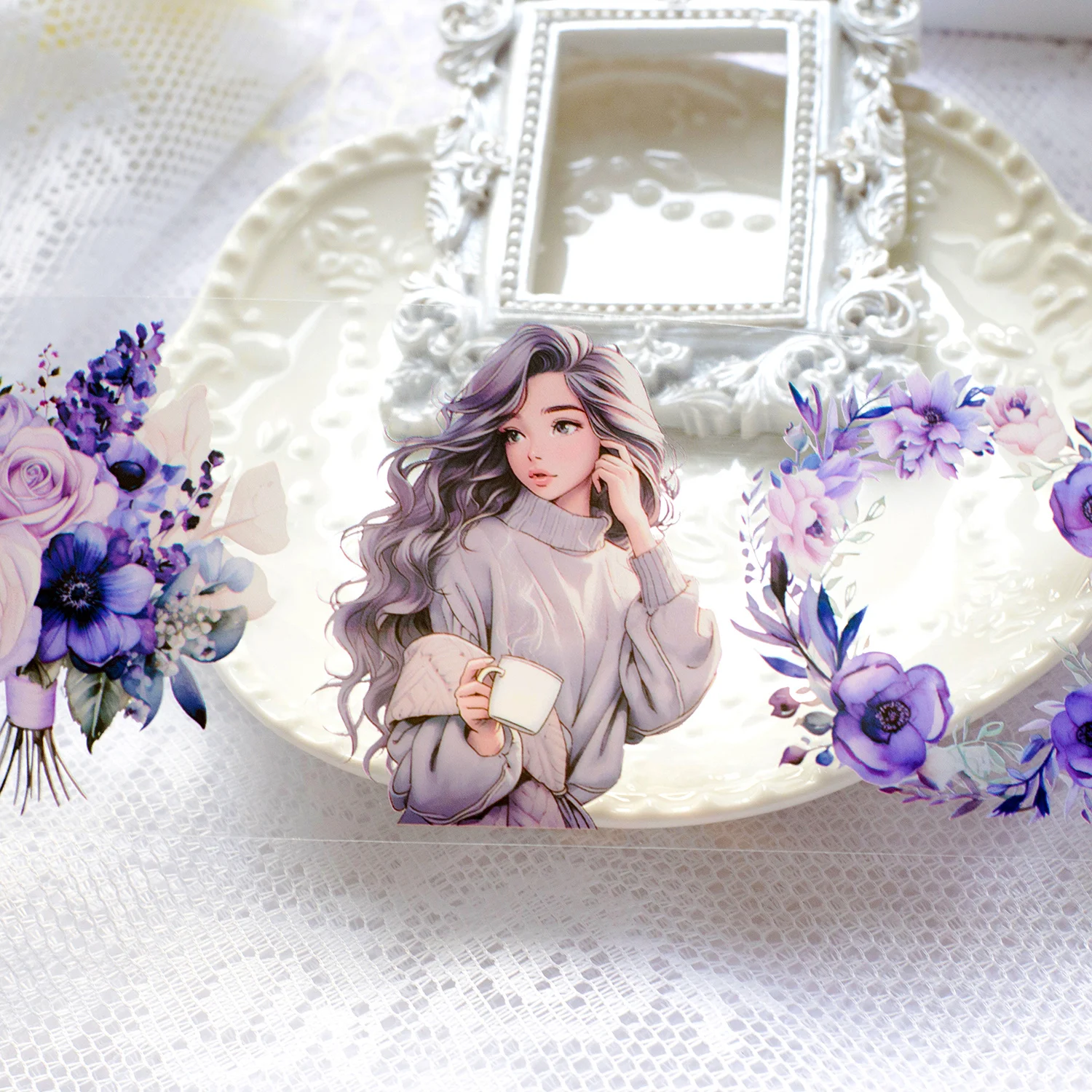 Decoration Tape 70mm*2m PET Flower Girl Tape DIY Scrapbooking Decor Photo Album Collage Junk Journal Materials Planner