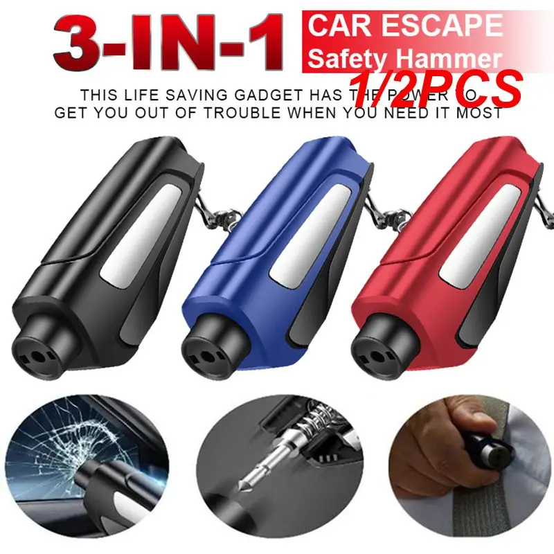 

1/2PCS New Safety Hammer Auto Car Window Glass Breaker Seat Belt Cutter Keychain Portable Emergency Escape Tool