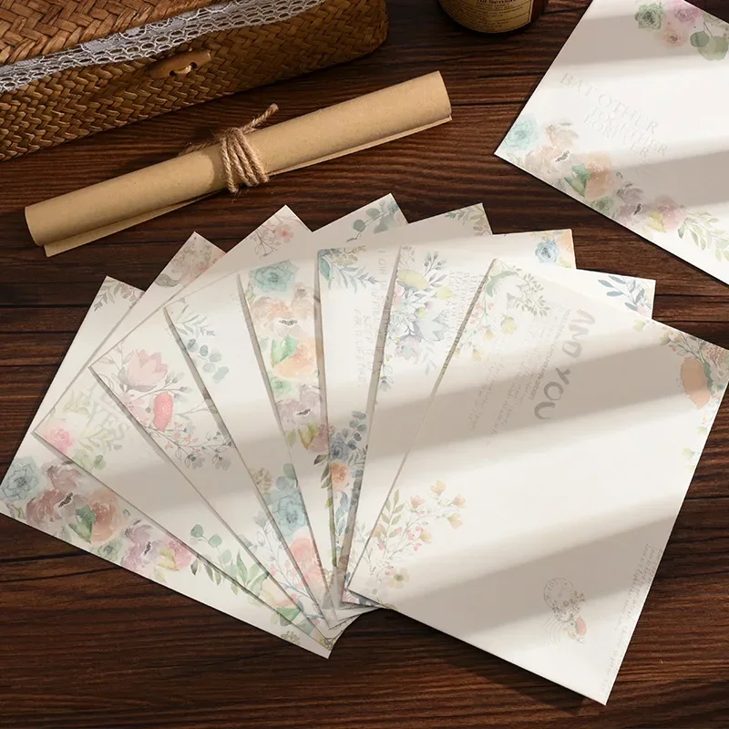 Kawaii Paper Envelopes Vintage Flowers Envelopes for Letters Wedding Party Invitation Cards Cover Korean Stationery 8pcs/set