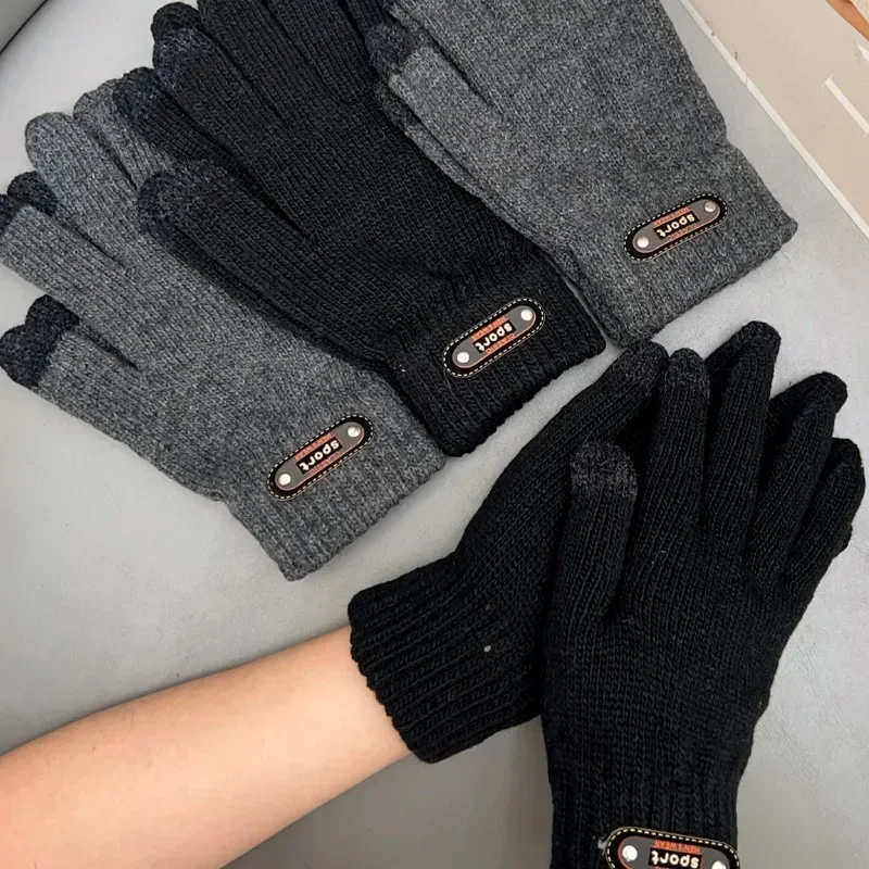 Two Finger Touchscreen Gloves Winter High Elasticity Thickening Lining Glove Unisex Outdoor Skiing Freeze-proofing Warm Gloves