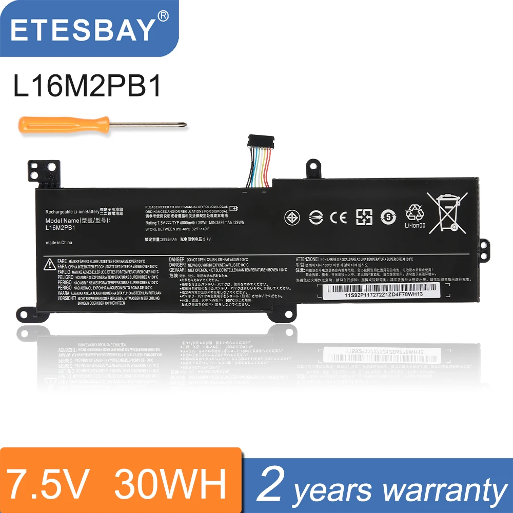 Etesbay-bateria do Portátil para Lenovo 30wh Ideapad 32014ikb 320-14isk 320-15ikb Série L16l2pb1 L16c2pb2 L16s2pb2 L16s2pb2
