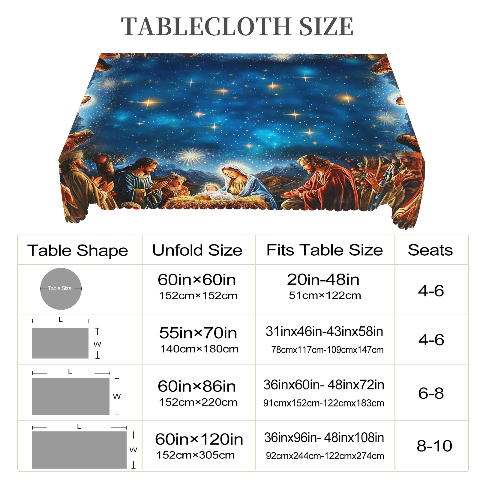 Merry Christmas Printed Tablecloth