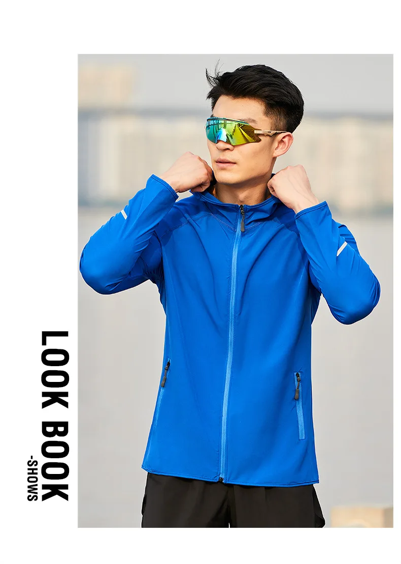 Running windbreaker light breathable sports coat outdoor long sleeve zipper hoodie jackets for men