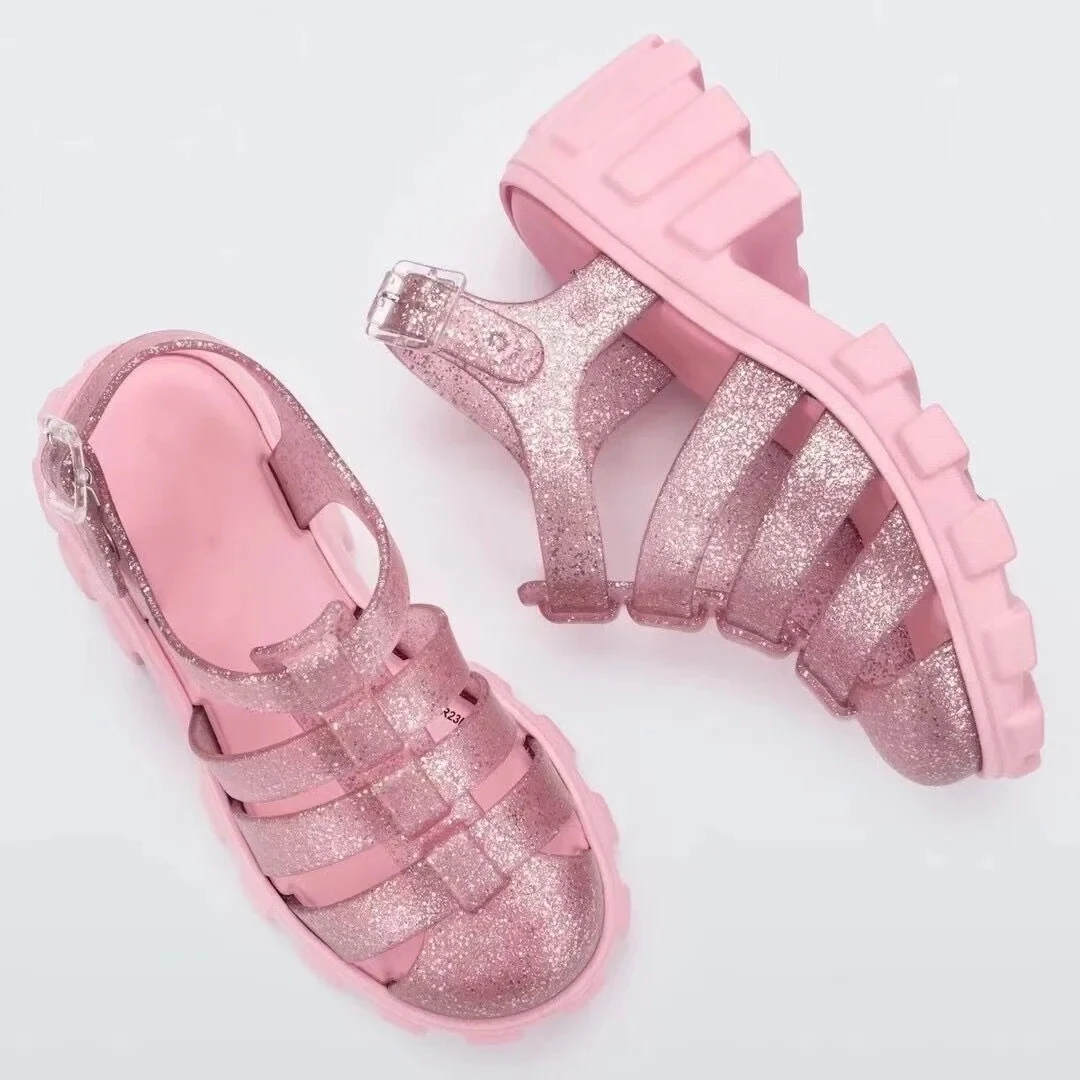 여성용 미니 멜리사 하이힐 젤리 슈즈, 슬로프 힐 샌들, 다목적 비치 슈즈, 마츠케 슈즈, 로마 샌들, 여름 패션 