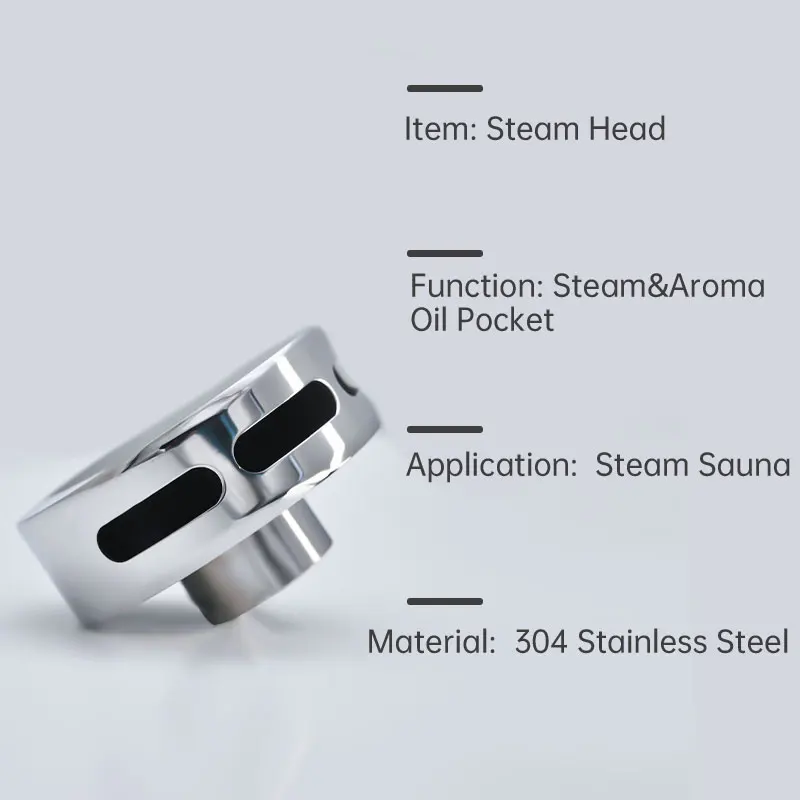 Round Stainless Steel Steam Head Polished Steam generator nozzle Outlet With Aroma Oil Pocket For Bathroom Sauna Diameter 7cm 6