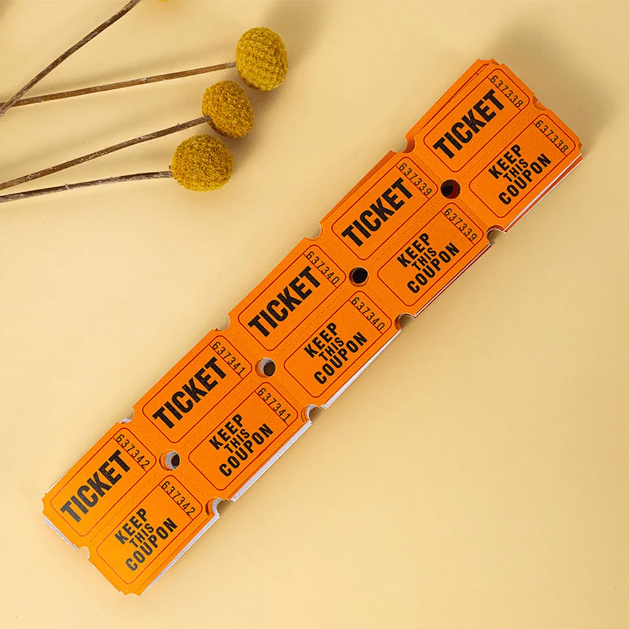 100 Raffle Tickets with Perforations and Consecutive Numbers - Perfect for Events, Carnivals, Door Prizes, and Drinks