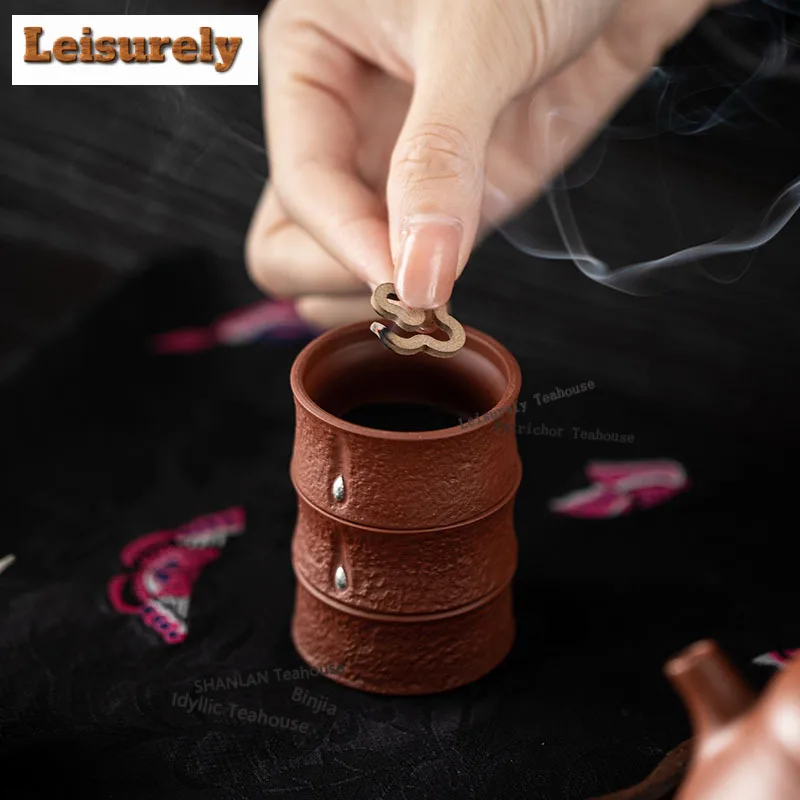 Purple Clay Bamboo Knot Incense Holder Mist Smoking Steamers Incense Burners Aromatherapy Censer Home Accessories Ornaments Gift