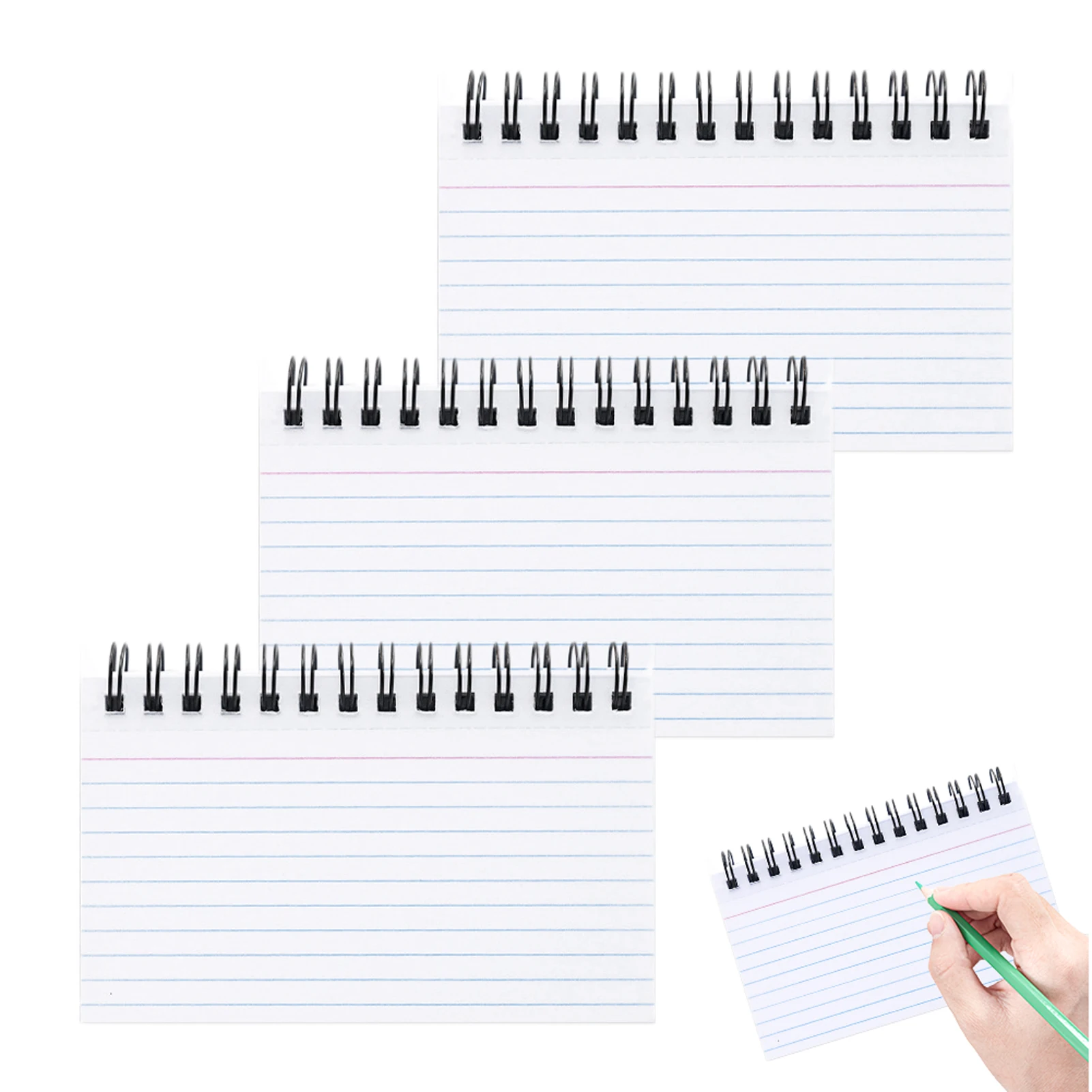 

3pack Portable Ruled 150 Sheets Note Taking Office School With Ring To Do List Lined Student Study Revision Meeting Index Card