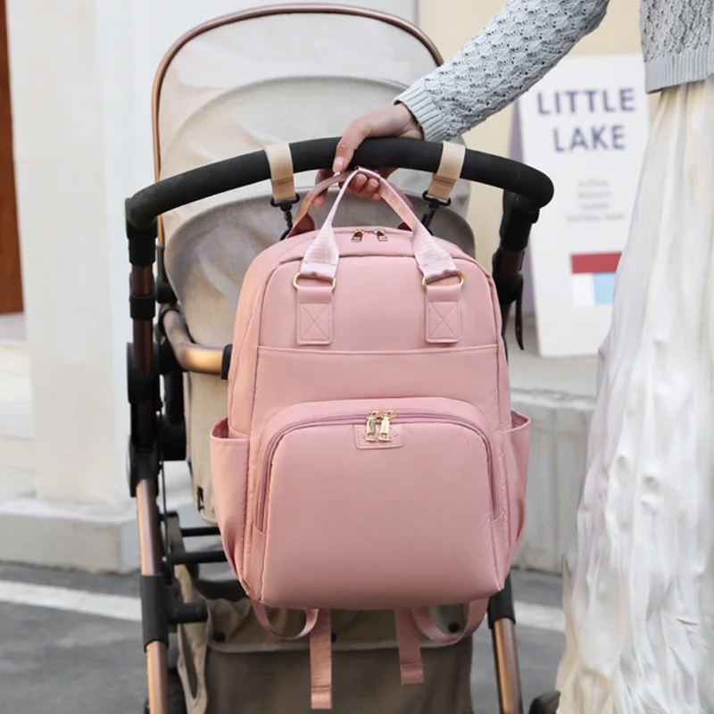 Baby Pure Color Backpack Mommy Bag Dry Wet Separation Baby Multi Functional Outdoor Travel Diaper Bag Baby Care Products