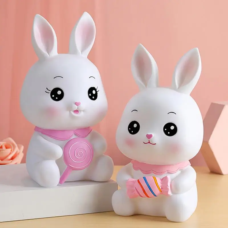 Bunny Bank Shatterproof Bunny Money Bank Shatterproof Cartoon Rabbit Banks Kids Saving Money Jar Animal Figurine For Kid