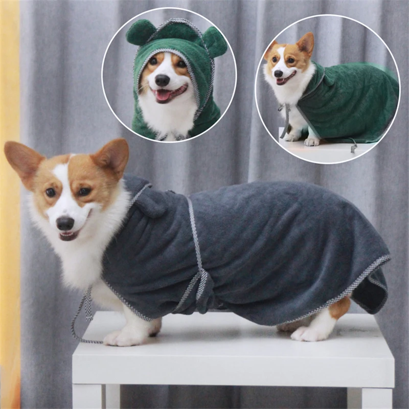 Pet Bathrobe Drying Coat Towel Absorbent Dog Bathrobe Bath Robe Towel